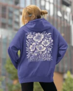 Bluza oversize z kapturem <br>Motyw kwiatów natura i elegancja