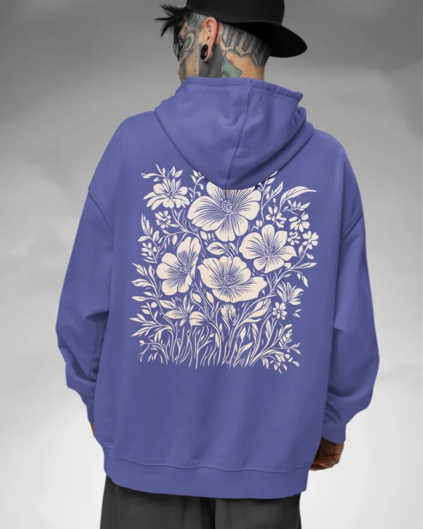 Bluza oversize z kapturem <br>Motyw kwiatów natura i elegancja