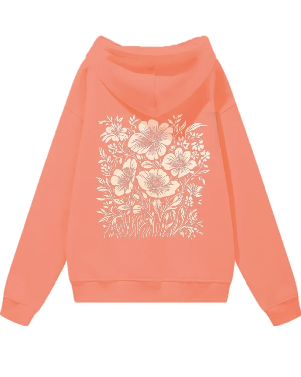 Bluza oversize z kapturem <br>Motyw kwiatów natura i elegancja
