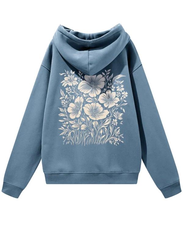 Bluza oversize z kapturem <br>Motyw kwiatów natura i elegancja