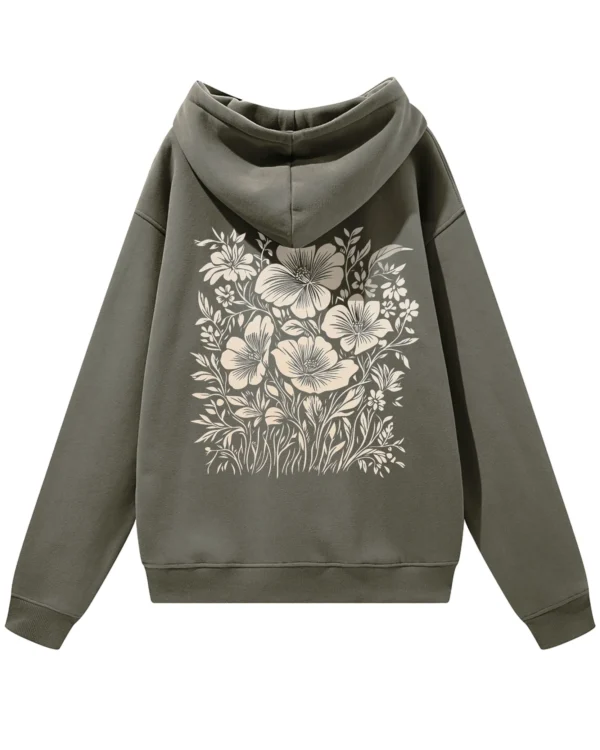 Bluza oversize z kapturem <br>Motyw kwiatów natura i elegancja