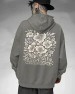 Bluza oversize z kapturem <br>Motyw kwiatów natura i elegancja