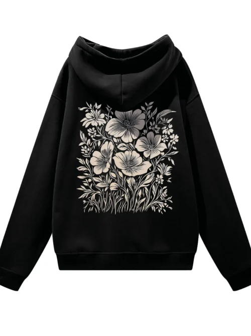 Bluza oversize z kapturem Motyw kwiatów natura i elegancja