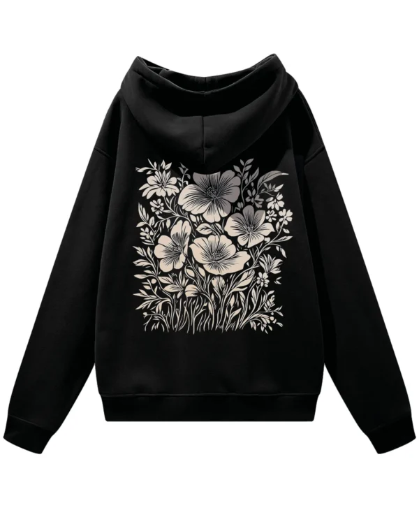 Bluza oversize z kapturem Motyw kwiatów natura i elegancja