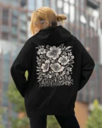 Bluza oversize z kapturem <br>Motyw kwiatów natura i elegancja