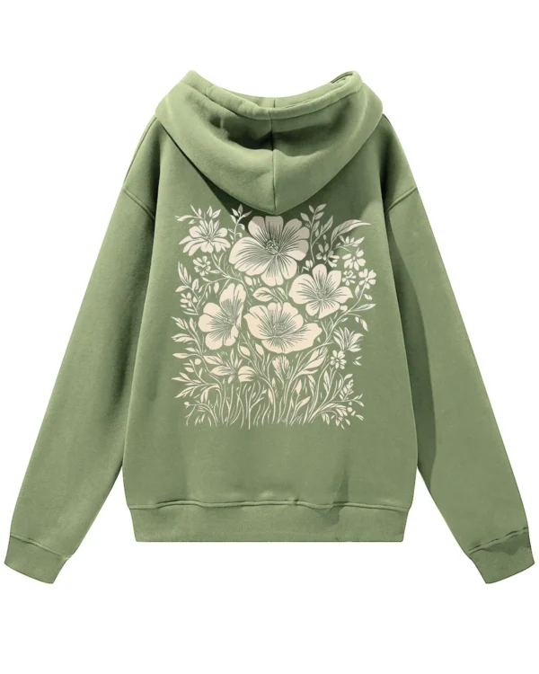 Bluza oversize z kapturem <br>Motyw kwiatów natura i elegancja