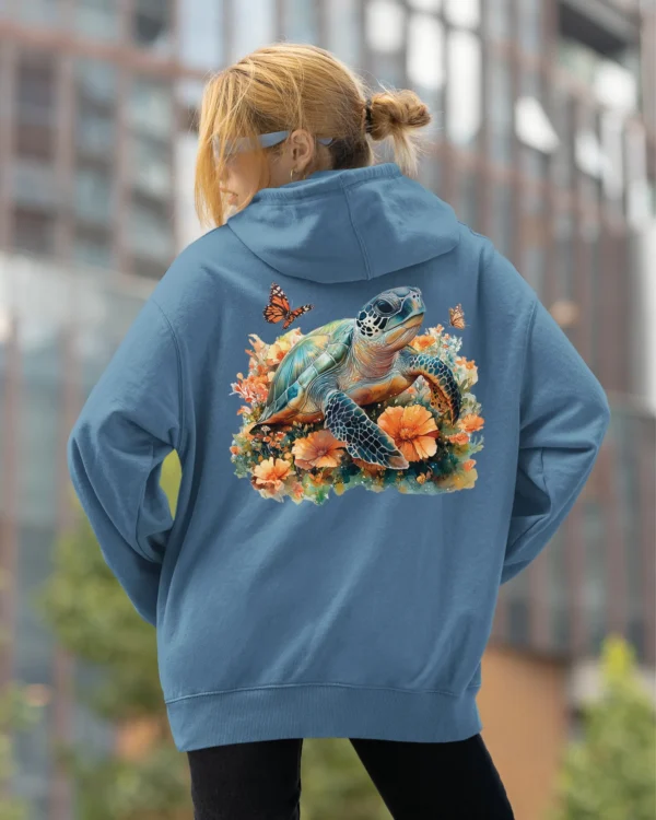Bluza oversize z kapturem <br>Żółw natura i harmonia