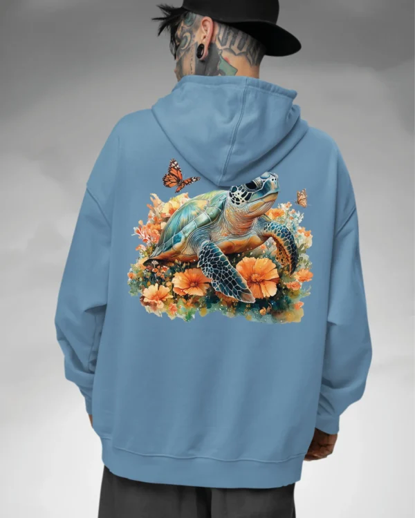 Bluza oversize z kapturem <br>Żółw natura i harmonia