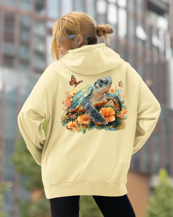 Bluza oversize z kapturem <br>Żółw natura i harmonia