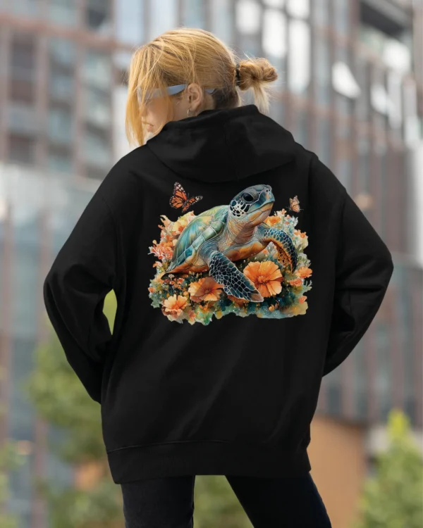 Bluza oversize z kapturem <br>Żółw natura i harmonia