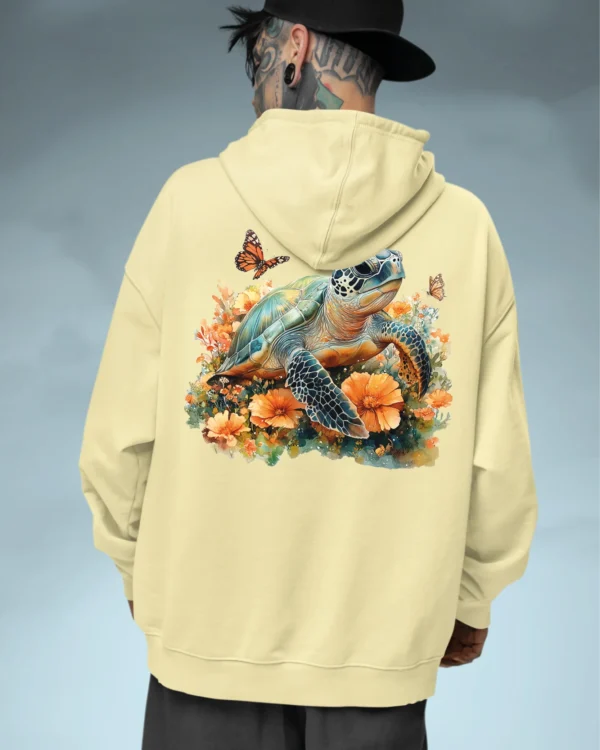 Bluza oversize z kapturem <br>Żółw natura i harmonia