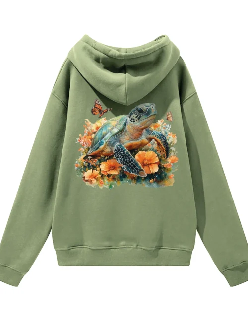 Bluza oversize z kapturem Żółw natura i harmonia