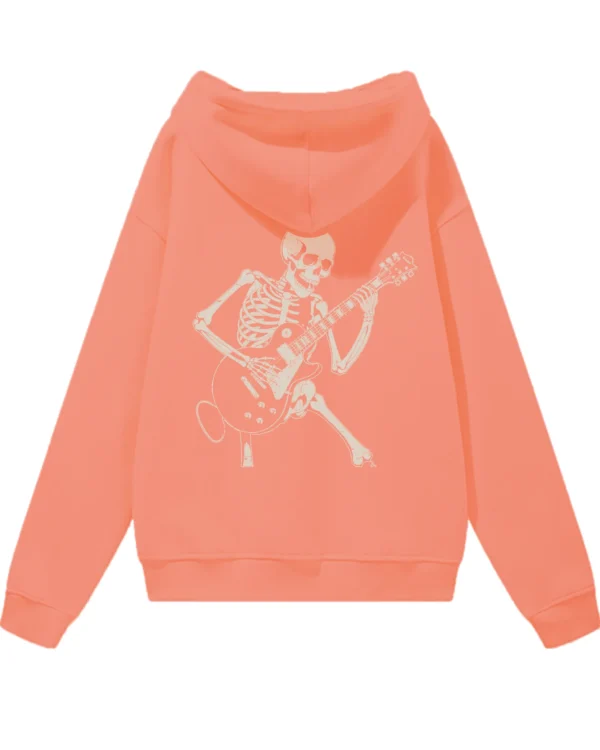 Bluza oversize z kapturem <br>Szkielet z gitarą rockowy styl