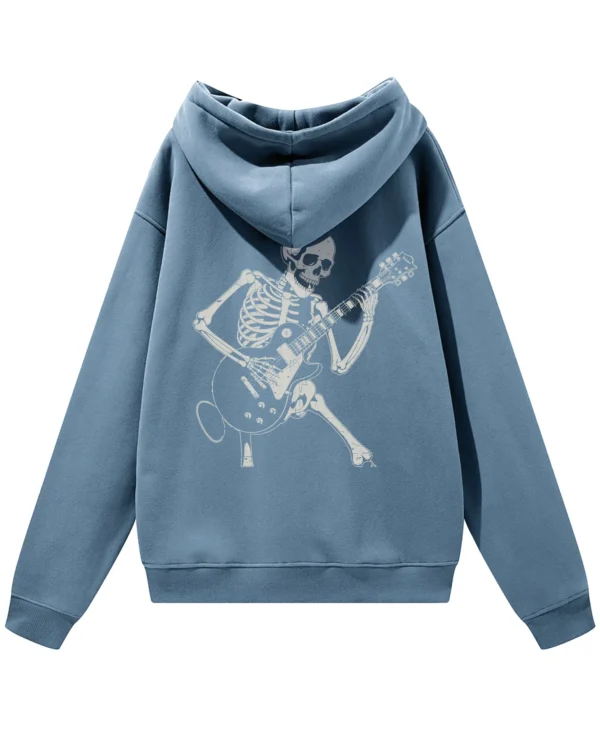 Bluza oversize z kapturem <br>Szkielet z gitarą rockowy styl