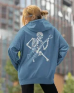 Bluza oversize z kapturem <br>Szkielet z gitarą rockowy styl