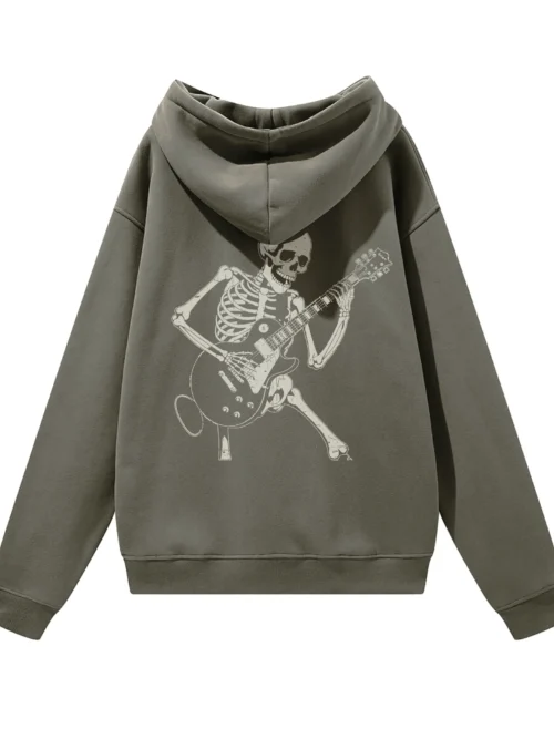 Bluza oversize z kapturem Szkielet z gitarą rockowy styl