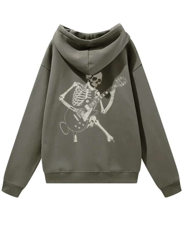 Bluza oversize z kapturem Szkielet z gitarą rockowy styl