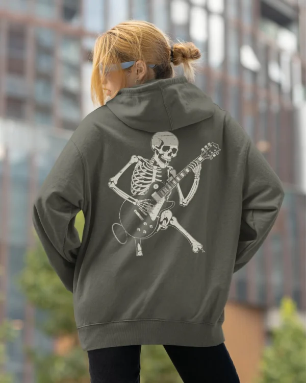 Bluza oversize z kapturem <br>Szkielet z gitarą rockowy styl