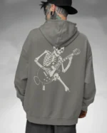 Bluza oversize z kapturem <br>Szkielet z gitarą rockowy styl