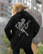 Bluza oversize z kapturem <br>Szkielet z gitarą rockowy styl