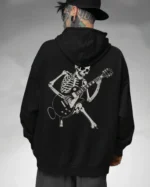 Bluza oversize z kapturem <br>Szkielet z gitarą rockowy styl