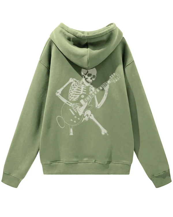 Bluza oversize z kapturem <br>Szkielet z gitarą rockowy styl