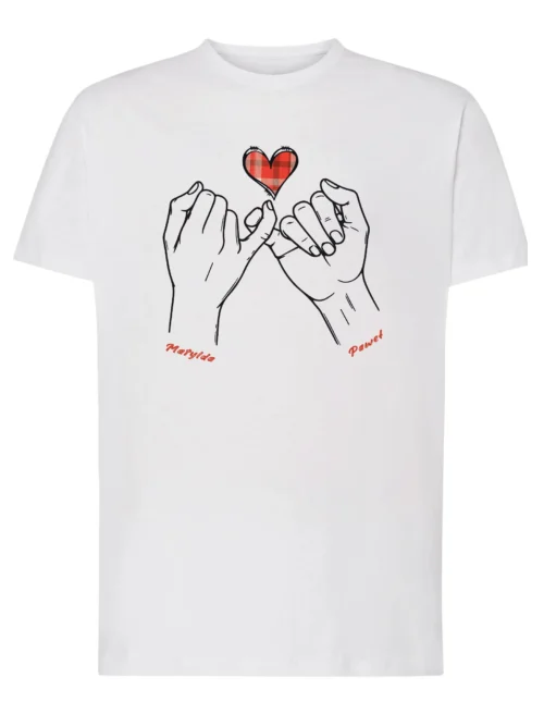 Koszulka personalizowana dla par Splecione dłonie i imiona zakochanych