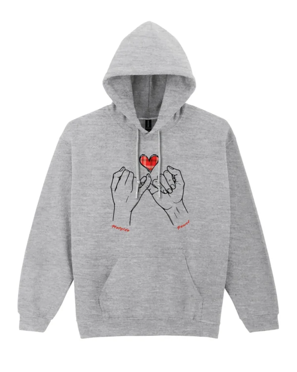 Bluza personalizowana z kapturem <br>Splecione dłonie i imiona zakochanych
