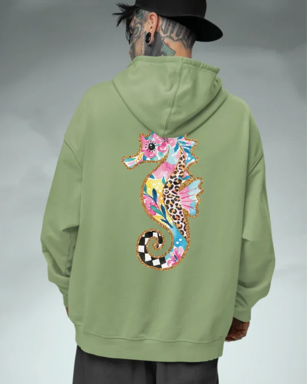 Bluza oversize z kapturem <br>Kolorowy konik morski