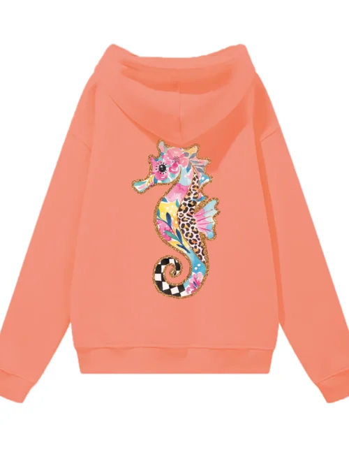Bluza oversize z kapturem Kolorowy konik morski