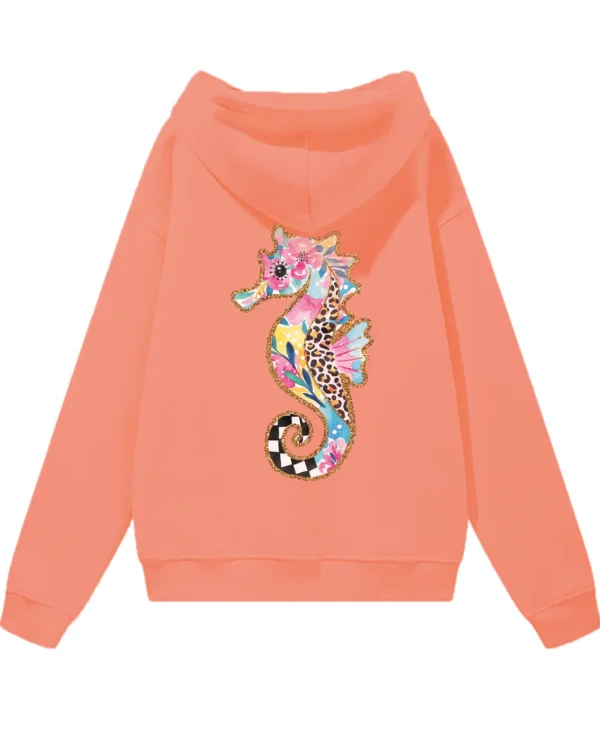 Bluza oversize z kapturem Kolorowy konik morski