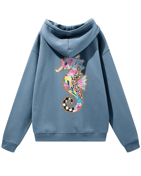 Bluza oversize z kapturem <br>Kolorowy konik morski