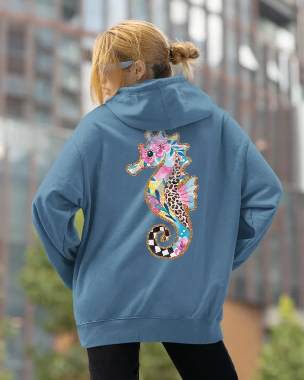 Bluza oversize z kapturem <br>Kolorowy konik morski