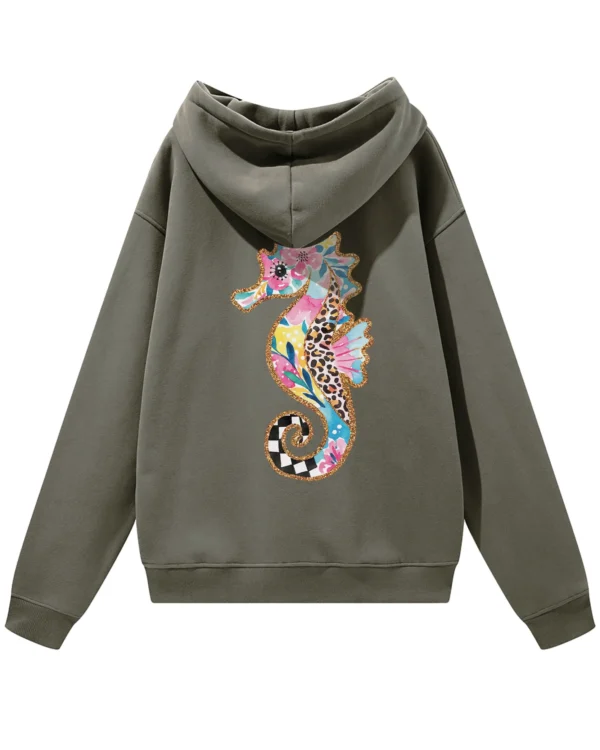 Bluza oversize z kapturem <br>Kolorowy konik morski