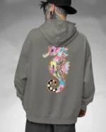 Bluza oversize z kapturem <br>Kolorowy konik morski