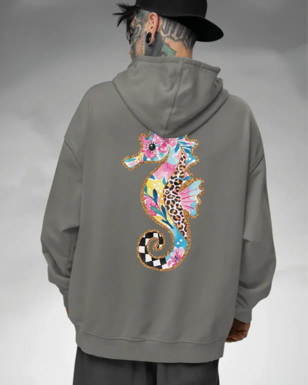 Bluza oversize z kapturem <br>Kolorowy konik morski