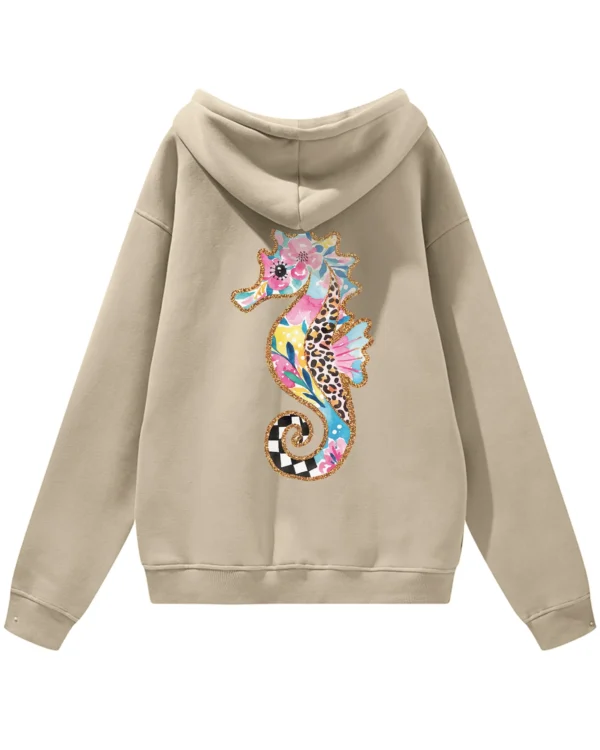 Bluza oversize z kapturem <br>Kolorowy konik morski