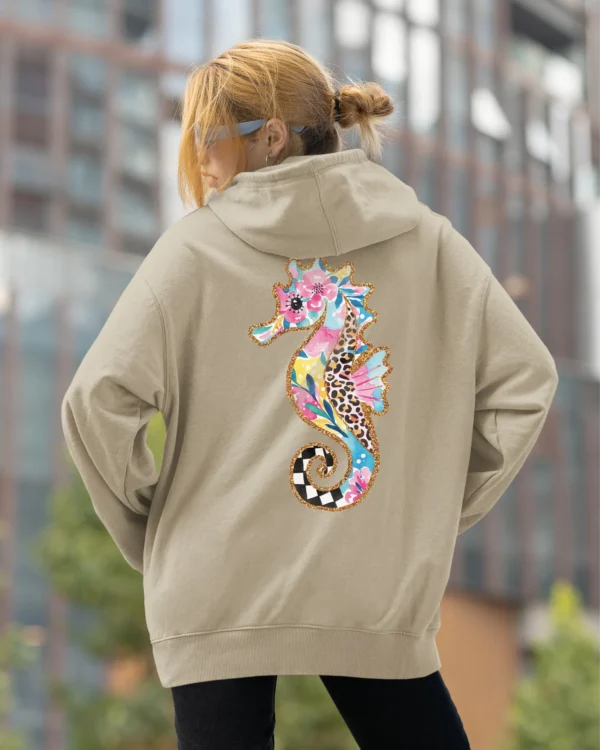 Bluza oversize z kapturem <br>Kolorowy konik morski