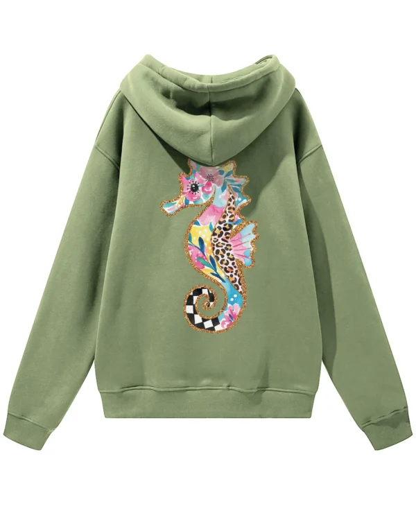 Bluza oversize z kapturem <br>Kolorowy konik morski