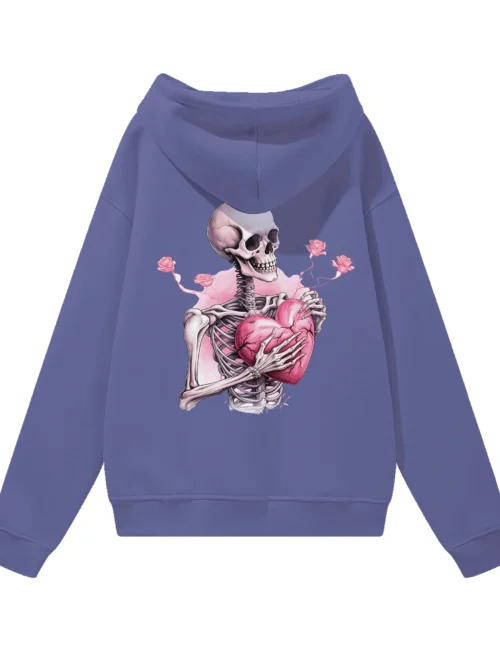 Bluza oversize z kapturem Szkielet z pękniętym sercem