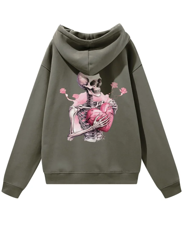 Bluza oversize z kapturem <br>Szkielet z pękniętym sercem