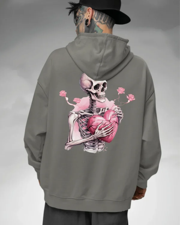 Bluza oversize z kapturem <br>Szkielet z pękniętym sercem