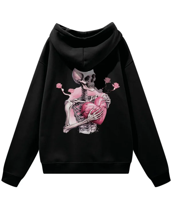 Bluza oversize z kapturem <br>Szkielet z pękniętym sercem