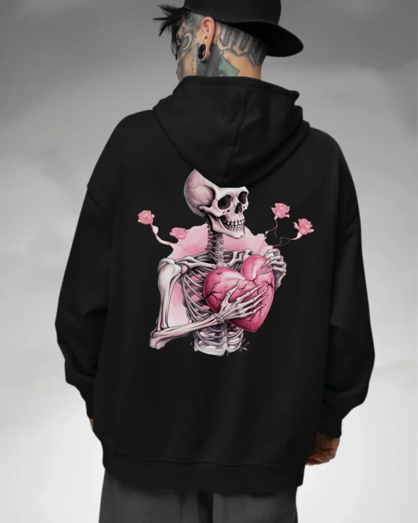 Bluza oversize z kapturem <br>Szkielet z pękniętym sercem