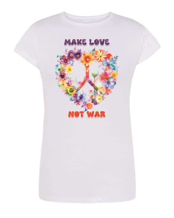 Damska koszulka Make Love Not War Pozytywna Retro
