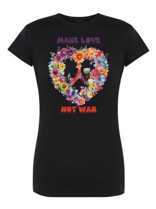 Damska koszulka Make Love Not War Pozytywna Retro