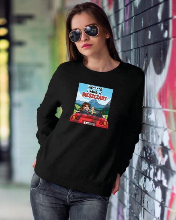 TL1219 Tshirt Hoodie Sweater SIM20 Bluza bez kaptura <br>Śmieszna Jadę w Bieszczady Wyjazd