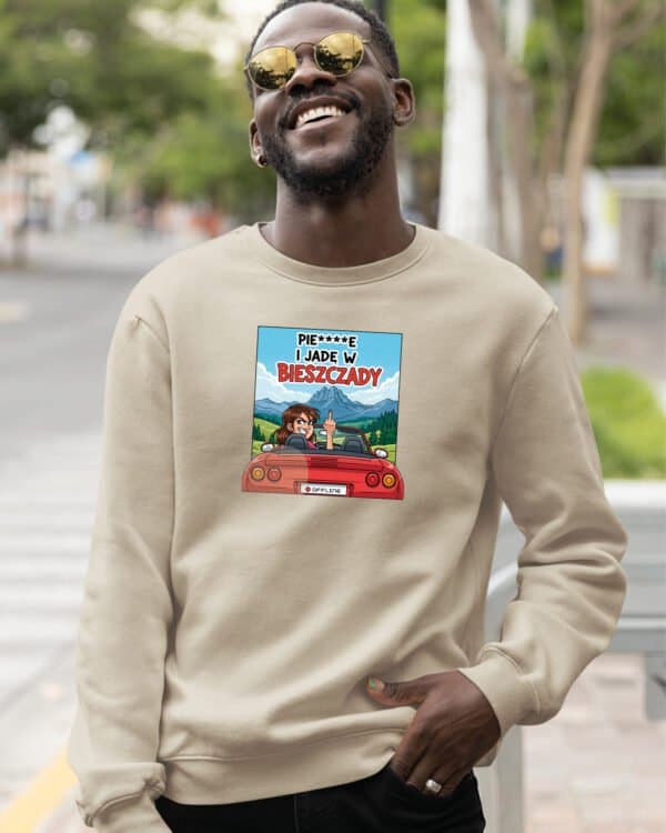 TL1219 Tshirt Hoodie Sweater SIM30 Bluza bez kaptura <br>Śmieszna Jadę w Bieszczady Wyjazd