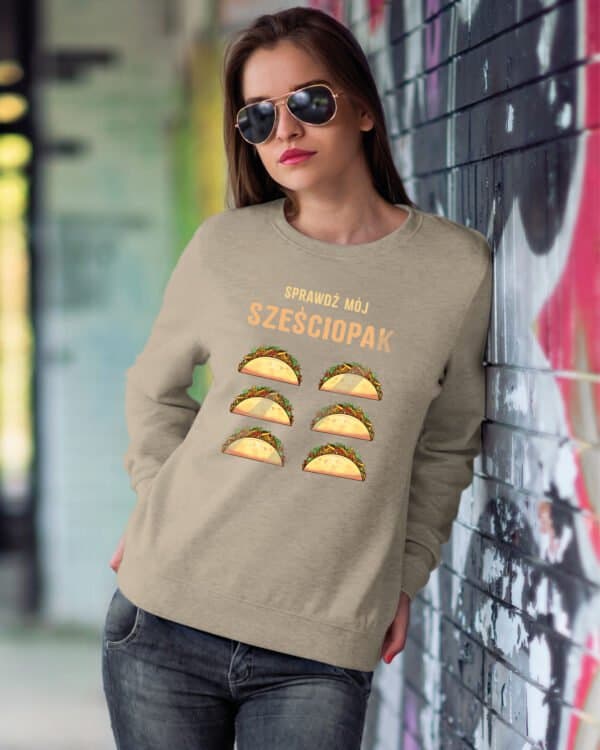 TL1241 Tshirt Hoodie Sweater SIM29 Bluza bez kaptura <br>Śmieszna Sześciopak Jedzenie
