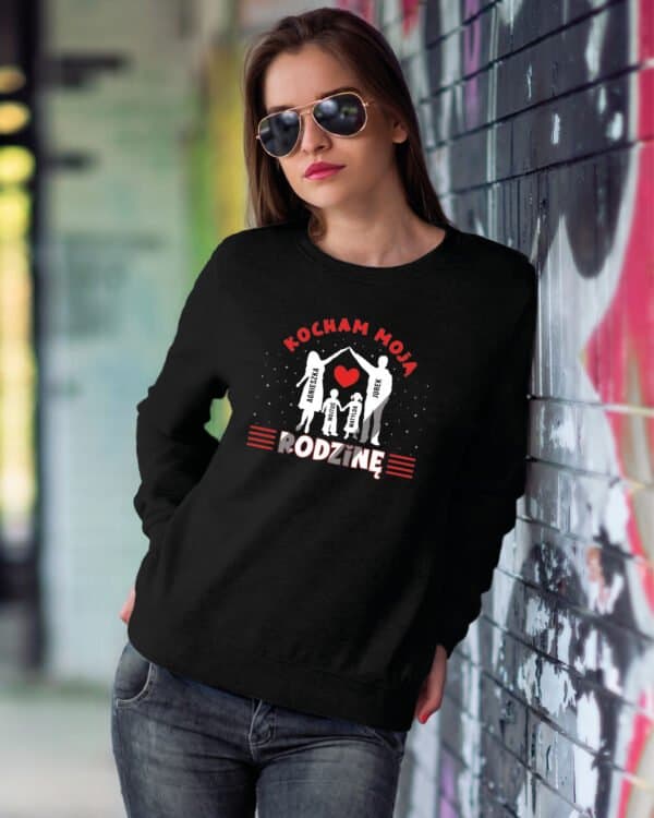 TL1247WH Tshirt Hoodie Sweater SIM20 Bluza bez kaptura <br>Personalizowana Kocham Rodzinę